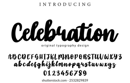 Celebration Font Stylish brush painted an uppercase vector letters, alphabet, typeface