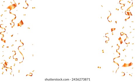 Celebration frame or background with orange confetti isolated vector illustration festival