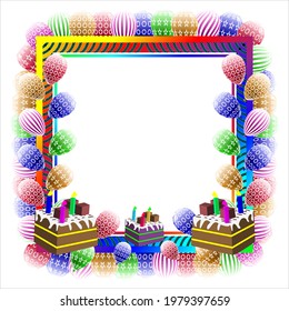 Celebration Frame With Ballons Colorfull