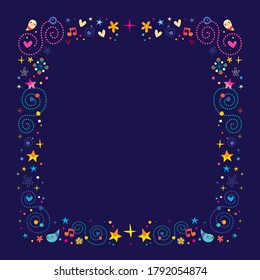 celebration frame with happy little design elements
