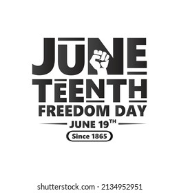 Celebration of Freedom Day Juneteenth typography design in vector illustration with black theme. Black Freedom day Juneteenth isolated design.