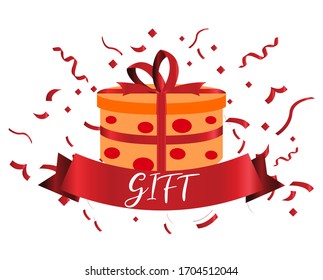 Celebration gift with ribbons, used for, celebration moment. Vector illustration.