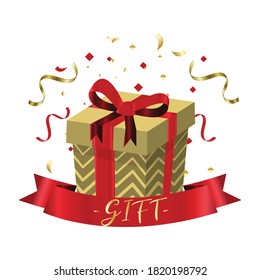 Celebration gift with ribbons, used for, celebration moment. Vector illustration.