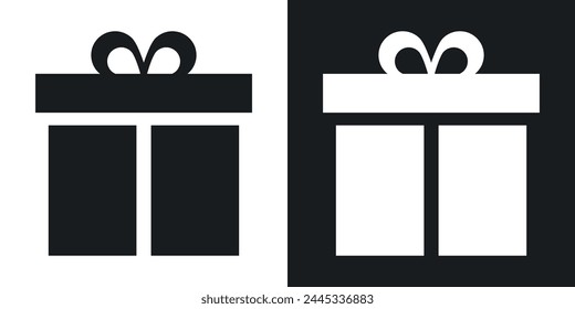 Regalo de celebración e iconos de regalo envueltos. Empaquetado festivo y símbolos decorativos de la caja.