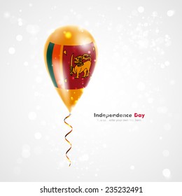 Celebration and gifts. Ribbon in the colors are twisted under the balloon. Independence Day. Balloons on the feast the national Flag of Sri Lanka