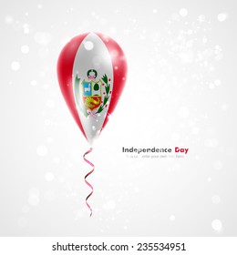 Celebration and gifts. Ribbon in the colors are twisted under the balloon. Independence Day. Balloons on the feast the national Flag of Peru