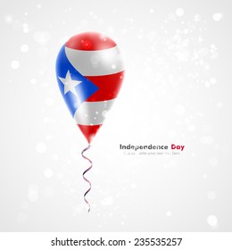 Celebration and gifts. Ribbon in the colors are twisted under the balloon. Independence Day. Balloons on the feast the national Flag of Puerto Rico