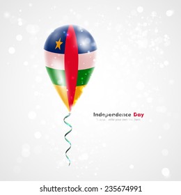Celebration and gifts. Ribbon in the colors are twisted under the balloon. Independence Day. Balloons on the feast the national Flag of Central African Republic