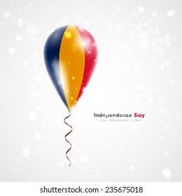 Celebration and gifts. Ribbon in the colors are twisted under the balloon. Independence Day. Balloons on the feast the national Flag of Chad