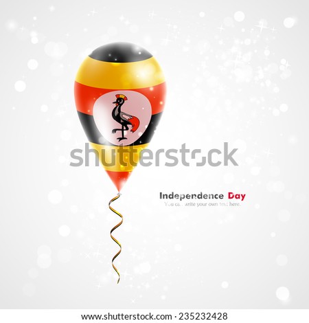 Celebration and gifts. Ribbon in the colors are twisted under the balloon. Independence Day. Balloons on the feast the national Flag of Uganda