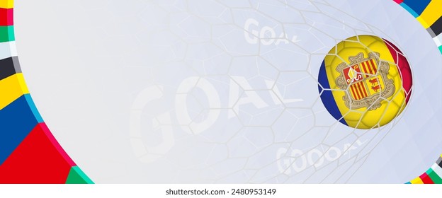 Celebration Goal for Andorra football team in colorful design. Perfect for illustrating soccer success, international football tournaments, and sports-themed promotions. Vector template.