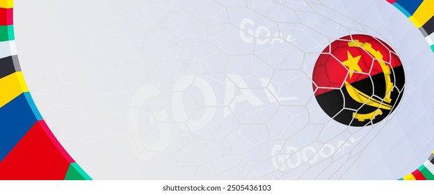 Celebration Goal for Angola football team in colorful design. Perfect for illustrating soccer success, international football tournaments, and sports-themed promotions. Vector template.