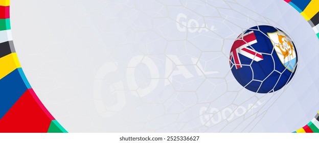 Celebration Goal for Anguilla football team in colorful design. Perfect for illustrating soccer success, international football tournaments, and sports-themed promotions. Vector template.