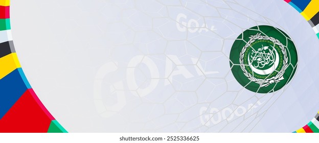 Celebration Goal for Arab League football team in colorful design. Perfect for illustrating soccer success, international football tournaments, and sports-themed promotions. Vector template.