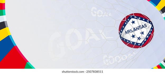 Celebration Goal for Arkansas football team in colorful design. Perfect for illustrating soccer success, international football tournaments, and sports-themed promotions. Vector template.