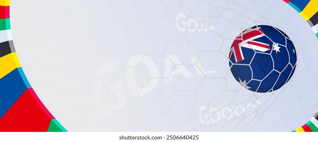 Celebration Goal for Australia football team in colorful design. Perfect for illustrating soccer success, international football tournaments, and sports-themed promotions. Vector template.