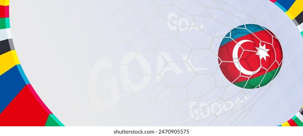 Celebration Goal for Azerbaijan football team in colorful design. Perfect for illustrating soccer success, international football tournaments, and sports-themed promotions. Vector template.