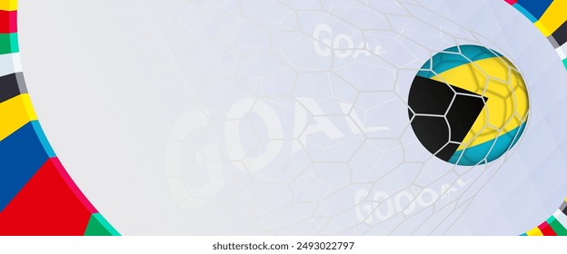 Celebration Goal for The Bahamas football team in colorful design. Perfect for illustrating soccer success, international football tournaments, and sports-themed promotions. Vector template.