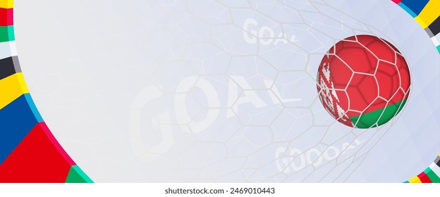 Celebration Goal for Belarus football team in colorful design. Perfect for illustrating soccer success, international football tournaments, and sports-themed promotions. Vector template.