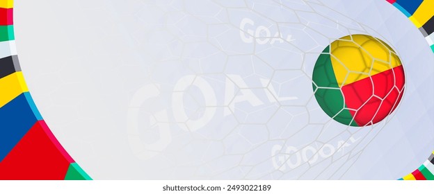 Celebration Goal for Benin football team in colorful design. Perfect for illustrating soccer success, international football tournaments, and sports-themed promotions. Vector template.