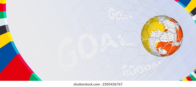 Celebration Goal for Bhutan football team in colorful design. Perfect for illustrating soccer success, international football tournaments, and sports-themed promotions. Vector template.