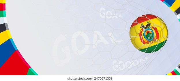 Celebration Goal for Bolivia football team in colorful design. Perfect for illustrating soccer success, international football tournaments, and sports-themed promotions. Vector template.