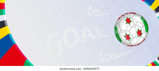 Celebration Goal for Burundi football team in colorful design. Perfect for illustrating soccer success, international football tournaments, and sports-themed promotions. Vector template.