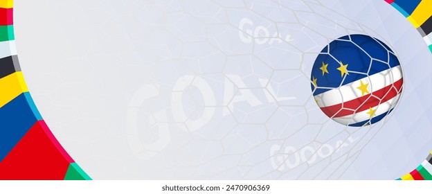 Celebration Goal for Cape Verde football team in colorful design. Perfect for illustrating soccer success, international football tournaments, and sports-themed promotions. Vector template.