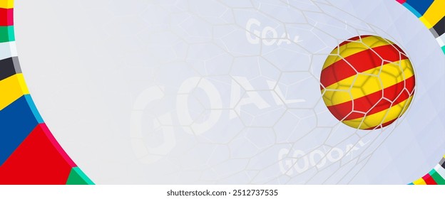 Celebration Goal for Catalonia football team in colorful design. Perfect for illustrating soccer success, international football tournaments, and sports-themed promotions. Vector template.