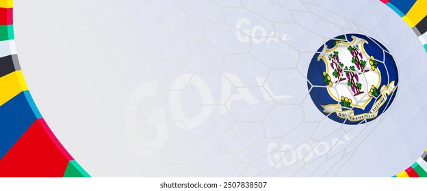 Celebration Goal for Connecticut football team in colorful design. Perfect for illustrating soccer success, international football tournaments, and sports-themed promotions. Vector template.