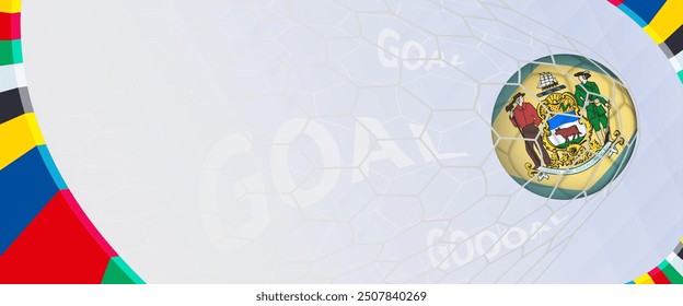 Celebration Goal for Delaware football team in colorful design. Perfect for illustrating soccer success, international football tournaments, and sports-themed promotions. Vector template.