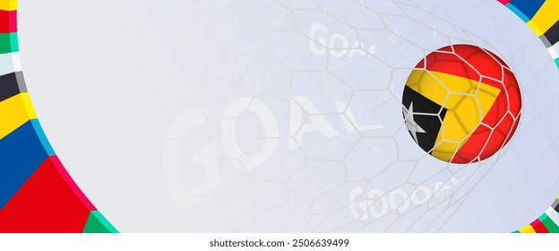 Celebration Goal for East Timor football team in colorful design. Perfect for illustrating soccer success, international football tournaments, and sports-themed promotions. Vector template.