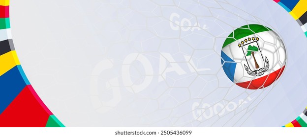 Celebration Goal for Equatorial Guinea football team in colorful design. Perfect for illustrating soccer success, international football tournaments, and sports-themed promotions. Vector template.