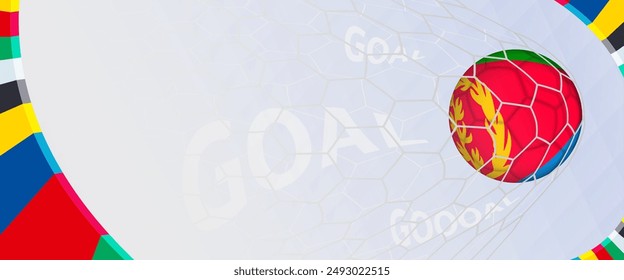 Celebration Goal for Eritrea football team in colorful design. Perfect for illustrating soccer success, international football tournaments, and sports-themed promotions. Vector template.