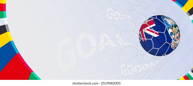 Celebration Goal for Falkland Islands football team in colorful design. Perfect for illustrating soccer success, international football tournaments, and sports-themed promotions. Vector template.