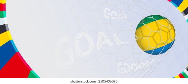 Celebration Goal for Gabon football team in colorful design. Perfect for illustrating soccer success, international football tournaments, and sports-themed promotions. Vector template.