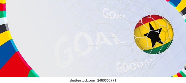 Celebration Goal for Ghana football team in colorful design. Perfect for illustrating soccer success, international football tournaments, and sports-themed promotions. Vector template.