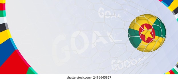 Celebration Goal for Grenada football team in colorful design. Perfect for illustrating soccer success, international football tournaments, and sports-themed promotions. Vector template.