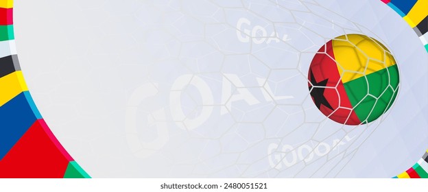 Celebration Goal for Guinea-Bissau football team in colorful design. Perfect for illustrating soccer success, international football tournaments, and sports-themed promotions. Vector template.