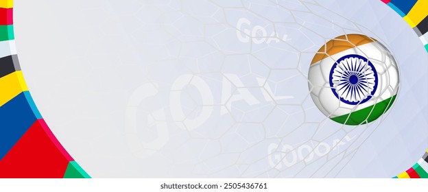 Celebration Goal for India football team in colorful design. Perfect for illustrating soccer success, international football tournaments, and sports-themed promotions. Vector template.