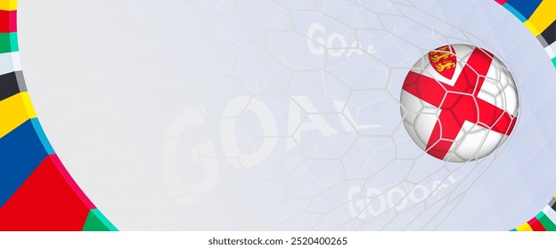 Celebration Goal for Jersey football team in colorful design. Perfect for illustrating soccer success, international football tournaments, and sports-themed promotions. Vector template.