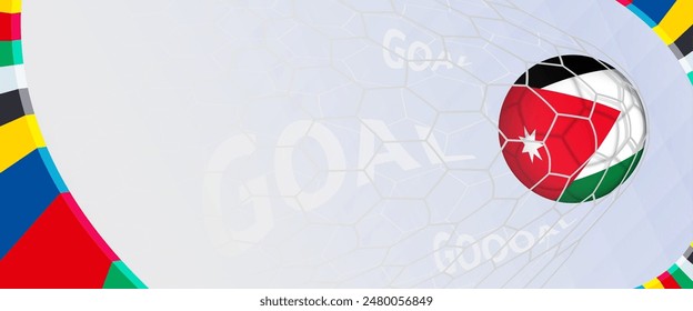 Celebration Goal for Jordan football team in colorful design. Perfect for illustrating soccer success, international football tournaments, and sports-themed promotions. Vector template.