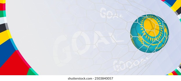 Celebration Goal for Kazakhstan football team in colorful design. Perfect for illustrating soccer success, international football tournaments, and sports-themed promotions. Vector template.