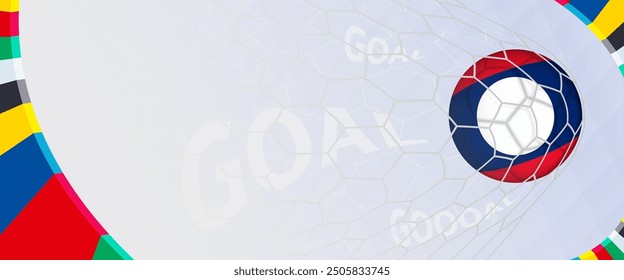 Celebration Goal for Laos football team in colorful design. Perfect for illustrating soccer success, international football tournaments, and sports-themed promotions. Vector template.