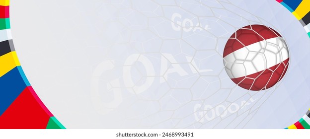 Celebration Goal for Latvia football team in colorful design. Perfect for illustrating soccer success, international football tournaments, and sports-themed promotions. Vector template.