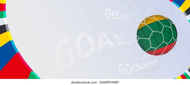 Celebration Goal for Lithuania football team in colorful design. Perfect for illustrating soccer success, international football tournaments, and sports-themed promotions. Vector template.