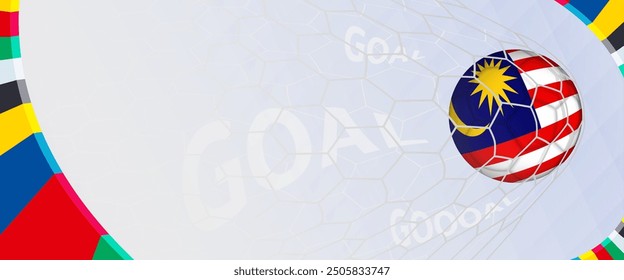 Celebration Goal for Malaysia football team in colorful design. Perfect for illustrating soccer success, international football tournaments, and sports-themed promotions. Vector template.