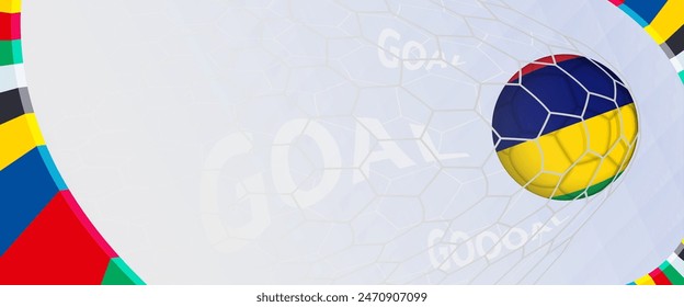 Celebration Goal for Mauritius football team in colorful design. Perfect for illustrating soccer success, international football tournaments, and sports-themed promotions. Vector template.