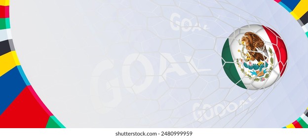 Celebration Goal for Mexico football team in colorful design. Perfect for illustrating soccer success, international football tournaments, and sports-themed promotions. Vector template.