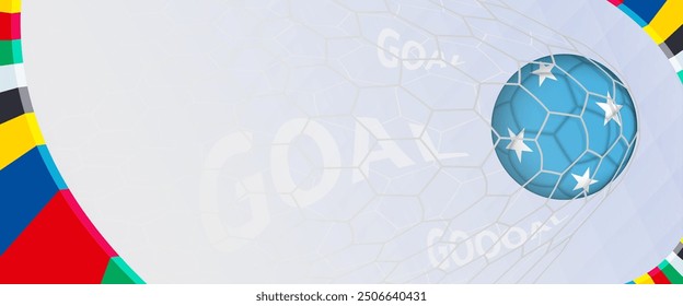 Celebration Goal for Micronesia football team in colorful design. Perfect for illustrating soccer success, international football tournaments, and sports-themed promotions. Vector template.